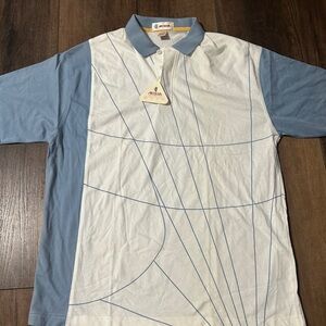NWT Antigua Men’s Polo Shirt - Blue & White Geometric Pattern